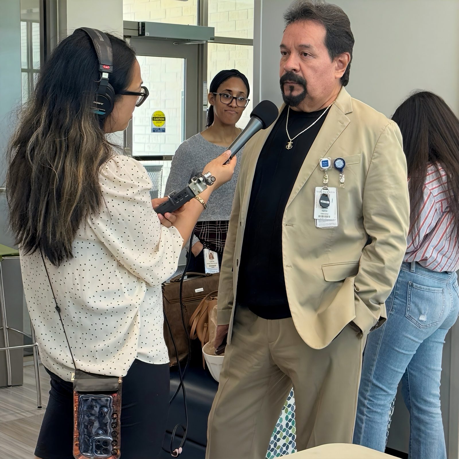 Samuel Garcia, Baylor Transition Clinic, being interviewed